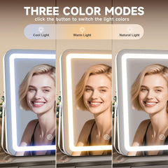 Miroir vanité MINISO avec loupe 5x détachable pour tracer les traits avec précision.