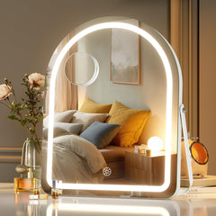 Miroir vanité MINISO lumineux en arche 12x14 offrant une couverture faciale sans angles morts.