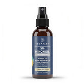 Minoxidil 5% spray pour cheveux: flacon compact prêt à stimuler les follicules capillaires.