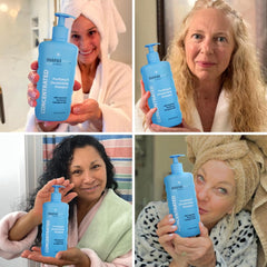 Cheveux matures après lavage avec Mirai Persimmon Shampoo, aspect plus frais.