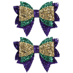 Épingle Miroksh nœud scintillant Mardi Gras violet-or-vert idéal pour fêtes