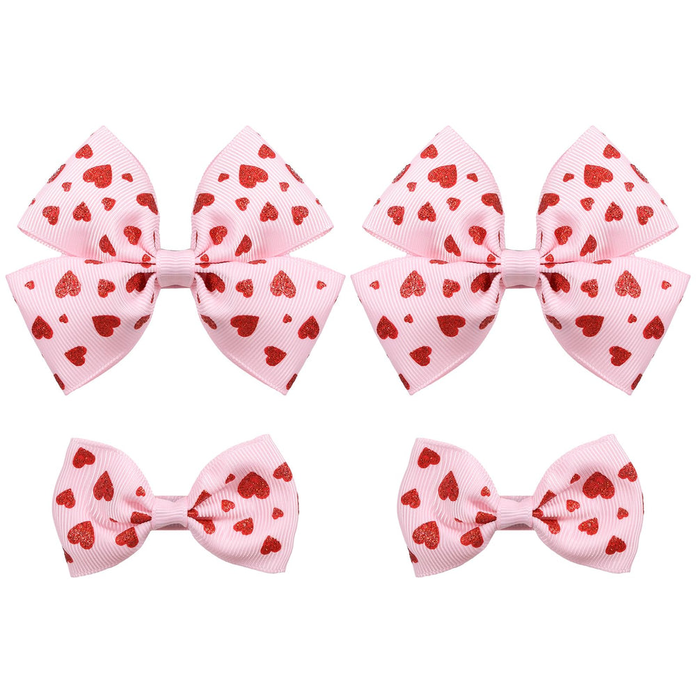 Barrettes Miroksh cœur rouge Saint-Valentin, ensemble 4 pièces, parfaites pour habiller une coiffure festive.