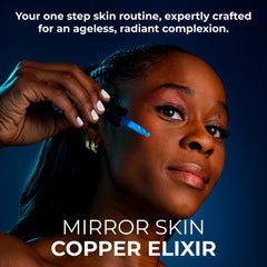 Application du sérum MIRROR SKIN sur la peau, fermeté et éclat potentiels.