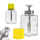 Bouteille Misforu en verre 180 ml avec pompe poussée, vue frontale pratique et portable.