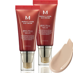 Missha M Perfect Cover Crème BB Duo Pack No23 beige naturel, application simple et couvrance légère.