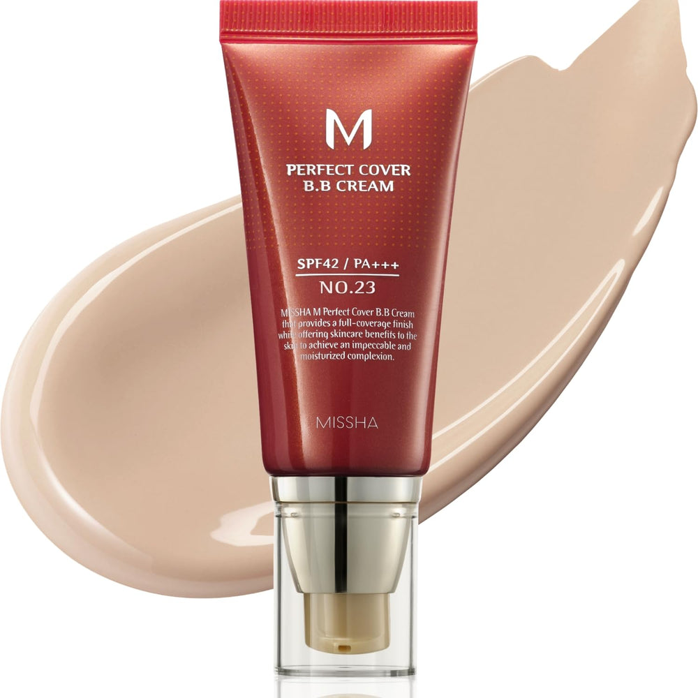 MISSHA M Perfect Cover BB Cream No.23 tube closeup showing smooth, buildable coverage.
