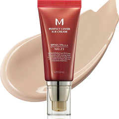 MISSHA M Perfect Cover BB Cream No.23 tube closeup showing smooth, buildable coverage.