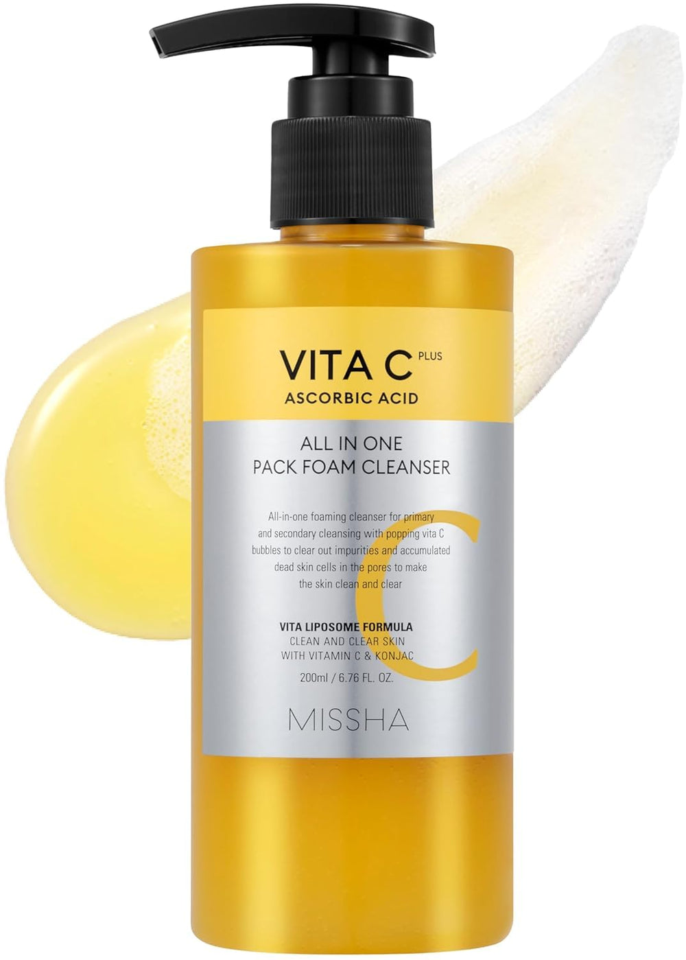 MISSHA Vita C Mousse Nettoyante Visage: flacon prêt à purifier la peau en douceur.