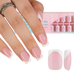 Misssix embouts ongles gel francais rose pale pour une pose elegante et adhesion naturelle