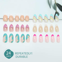 Misssix ensemble 144 ongles faux, coffret prêt-à-porter.