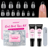 Misssix-kit d’ongles gel amandes courts, emballage visible, prêt à poser.
