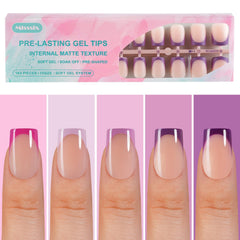 Ongles Misssix gel français violet pour pose rapide et élégante.