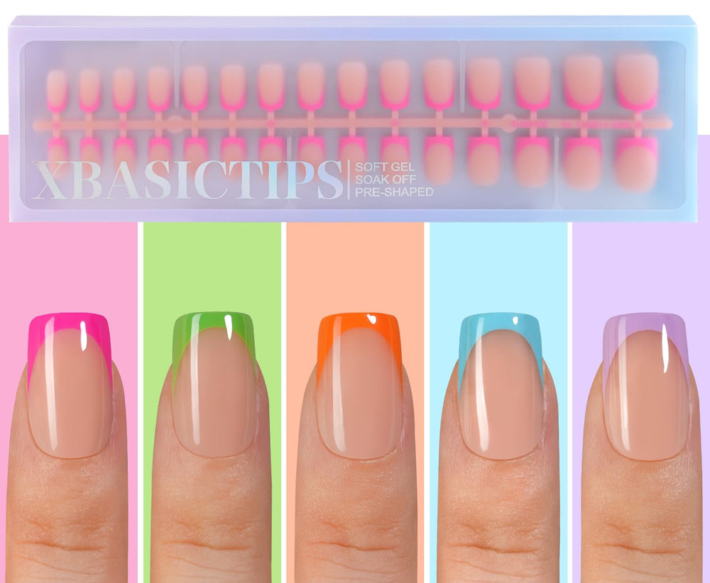 Misssix XBASICTIPS: ongles Français préformés prêts à l'emploi.