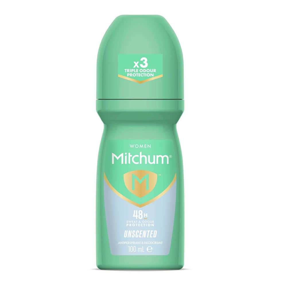 Mitchum application à bille sans parfum, bouteille pratique pour une utilisation contrôlée.