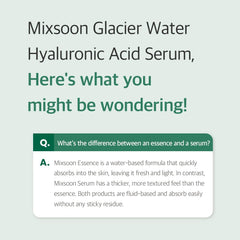 Mixsoon Sérum à l’eau glaciale hyaluronique, flacon 100 ml, hydratation en profondeur.