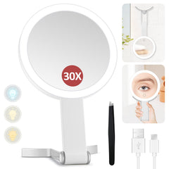 MIYADIVA Miroir lumineux 30x pour retouches précises et précision du maquillage.
