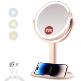 MIYADIVA miroir maquillage 20x lumineux pour détails précis sur les yeux.