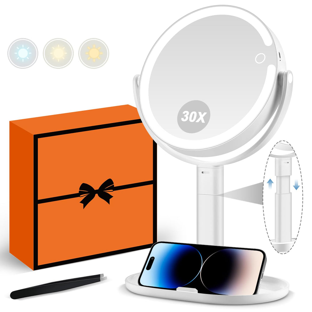 MIYADIVA miroir maquillage lumineux, grossissement 1x et 30x pour précision