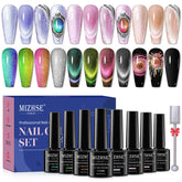 Le kit MIZHSE vernis gel œil de chat huit couleurs pour manucure à domicile.