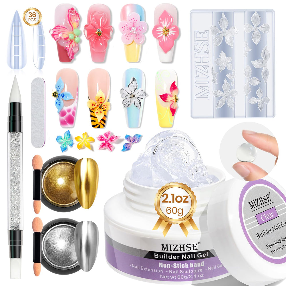 MIZHSE gel builder solide 60 g pour extensions faciles à réaliser à domicile.