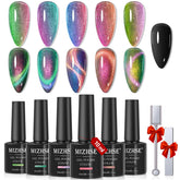 MIZHSE vernis gel œil de chat, bouchon noir, rendu glamour durable.