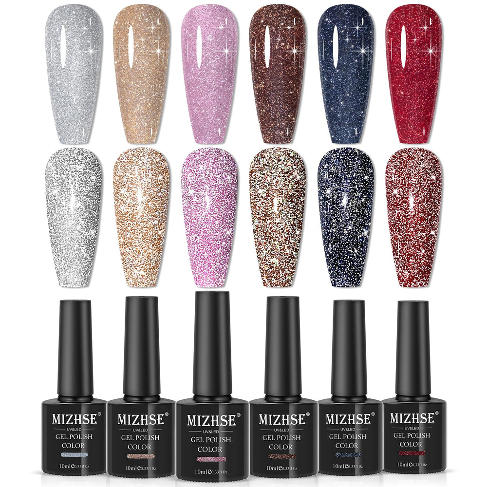 Vernis gel pailleté noir MIZHSE, éclat élégant au quotidien.