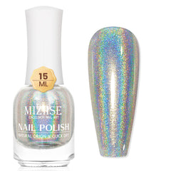 MIZHSE vernis holographique argent sur bouteille, éclat professionnel pour salon à domicile