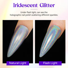 MIZHSE vernis holographique argent, séchage à l’air rapide pour manucure express