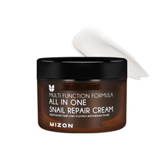 MIZON AllinOne Snail Repair Cream dans le pot, hydratation légère et nourrissante.