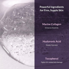 MIZON Collagen Power Lifting Toner – Gros plan sur les ingrédients clés, collagène et adénosine.