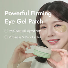 Patch yeux MIZON Phyto Plump appliqué sur peau propre.