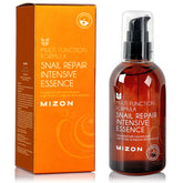 Essence MIZON Snail Repair dans flacon, hydratation efficace et soin du visage.
