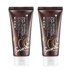 MIZON Snail Repairing Foam Cleanser bottle with rich foam for gentle cleansing.