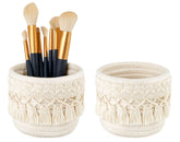 Mkono porte-pinceaux macramé ivory, ensemble-deux pratique pour organiser pinceaux et crayons.