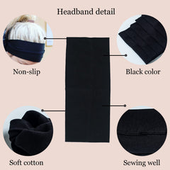 Bandeau MLMOMVME noir en coton pour cheveux longs; convient aux cheveux épais et fins.
