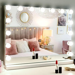 M MIVONDA miroir vanité Hollywood avec 15 LED — éclairage homogène pour maquillage précis