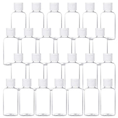 Bouteilles MMonDod transparentes 50 ml avec bouchon rabattable, idéales pour voyager