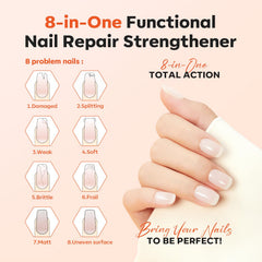 Modelones application-ongles-renforcement montre l'application précise pour fortifier les ongles.