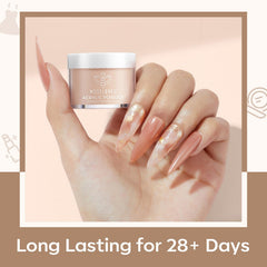 Modelones application scene shows easy nail extensions without lamp.