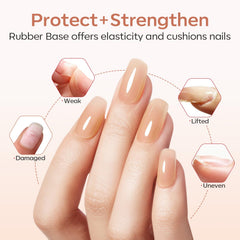 Modelones base caoutchouc ongles nude, offre une finition naturelle renforcée.