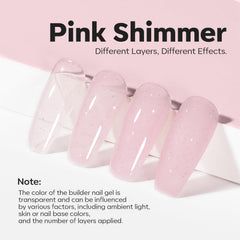 Modelones gel is applied as an apex builder for stronger-looking nails.