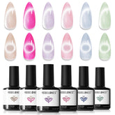 Modelones vernis gel effet oeil de chat, palette à 6 couleurs scintillantes.