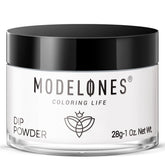 Modelones dip powder white bottle for a smooth, durable manicure at home.