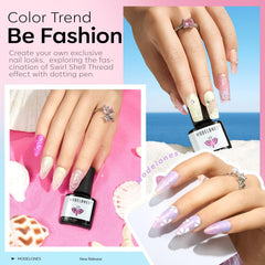 Modelones Pearl Gel effet coquillage fil tourbillon sur les ongles