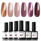 Kit Modelones : ensemble vernis gel 6 couleurs hiver pour ongles raffinés.