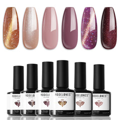 Kit Modelones : ensemble vernis gel 6 couleurs hiver pour ongles raffinés.