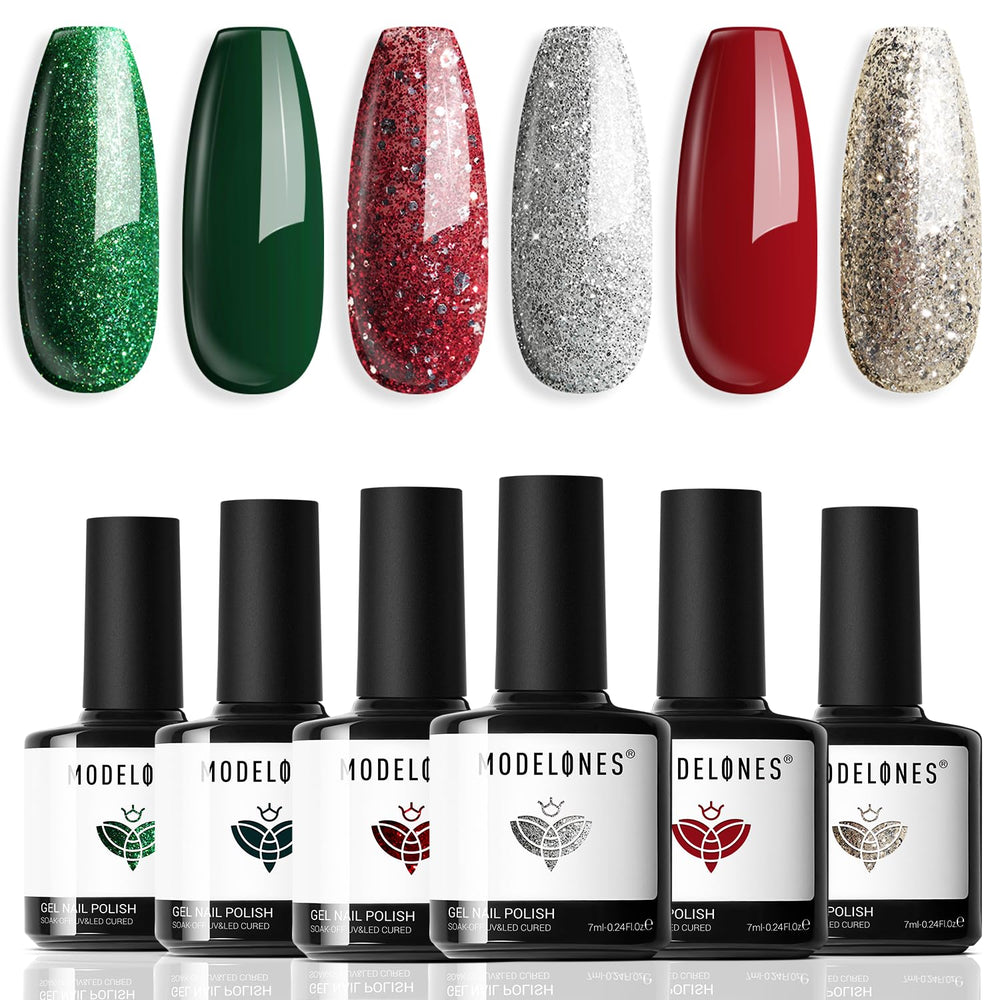 Ensemble Modelones vernis gel 6 couleurs pour une manucure variée et durable.