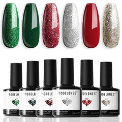 Ensemble Modelones vernis gel 6 couleurs pour une manucure variée et durable.