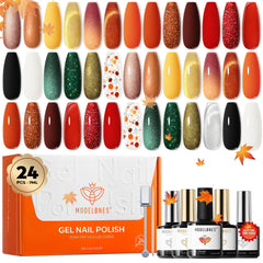 Modelones ensemble vernis gel ongles 24 pièces, palette automne/hiver, longue tenue.