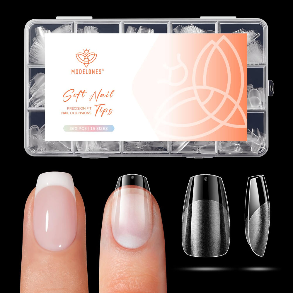 Modelones extensions ongles gel forme cercueil extra court pour manucure rapide et naturelle.